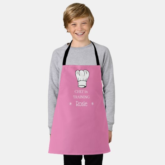 Aangepaste Kinder Schorten Chef in training Roze (Gedragen)
