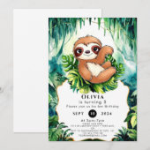 Aangepaste Kinder Sloth Verjaardag Kaart (Voorkant / Achterkant)