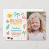 Aangepaste Kinder strand verjaardagsuitnodiging en Kaart (Voorkant / Achterkant)
