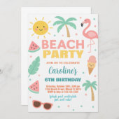 Aangepaste Kinder strand verjaardagsuitnodiging en Kaart (Voorkant / Achterkant)