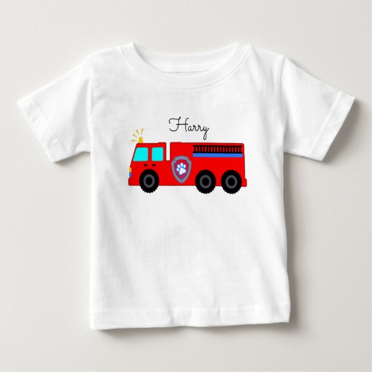 aangepaste kinder T-Shirt, brandweerauto (Voorkant)