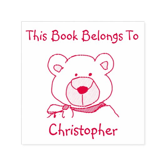 Aangepaste Kinder Teddy Bear Bookplate Stamp Zelfinktende Stempel (Design)