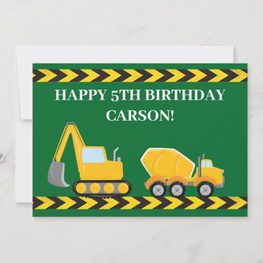 Aangepaste Kinder Trucks Green Boys Happy Birthday (Voorkant)