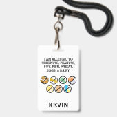 Aangepaste kinder voedselallergie alert top allerg badge (Voorzijde met lanyard)