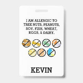 Aangepaste kinder voedselallergie alert top allerg badge