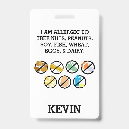 Aangepaste kinder voedselallergie alert top allerg badge (Voorzijde)