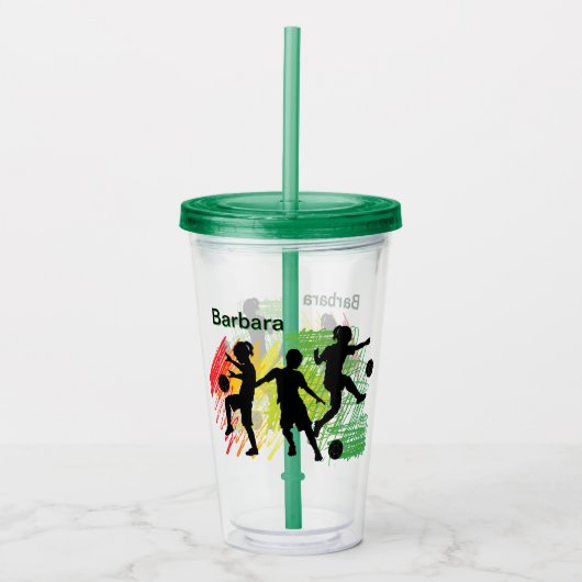 Aangepaste kinder voetbal acryl drinkbeker (Voorkant)
