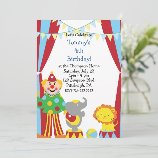 Aangepaste kindercircus Birthday Party Kaart (Staand voorkant)