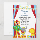 Aangepaste kindercircus Birthday Party Kaart (Voorkant / Achterkant)