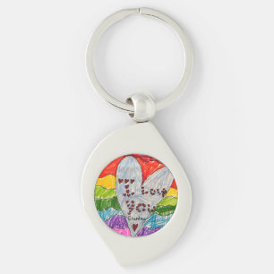 Aangepaste Kinderen Art Keepsake Gift voor oma Sleutelhanger