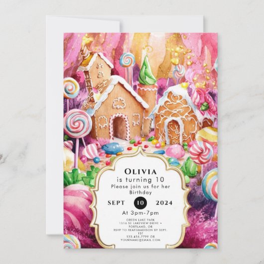 Aangepaste Kinderen Candyland Verjaardag Kaart (Voorkant)