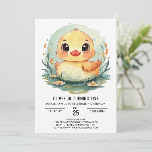 Aangepaste Kinderen Eend Verjaardag Kaart (Staand voorkant)