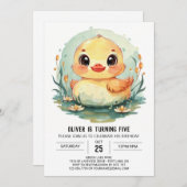 Aangepaste Kinderen Eend Verjaardag Kaart (Voorkant / Achterkant)