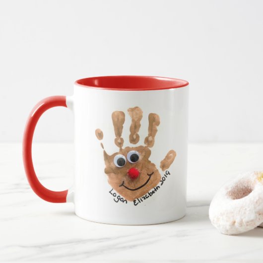 Aangepaste Kinderen Handafdruk Art Keepsake Mok (Met donut)