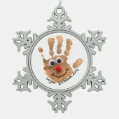 Aangepaste Kinderen Handafdruk Art Keepsake Tin Sneeuwvlok Ornament (Voorkant)