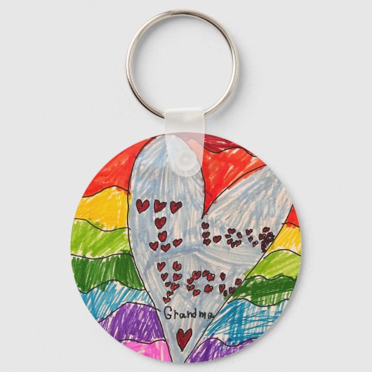 Aangepaste Kinderen Kunst en Foto Keepsake Gift Sleutelhanger (Voorkant)