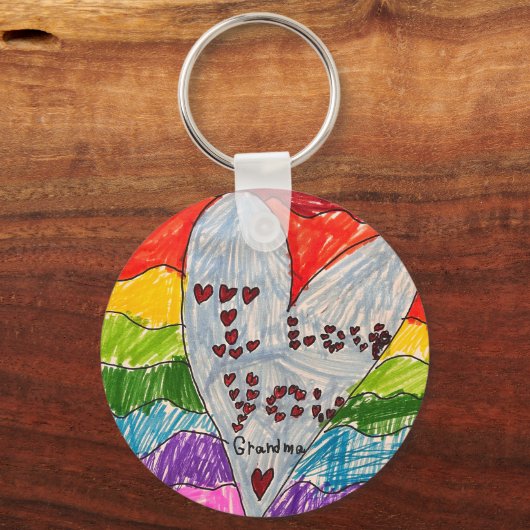 Aangepaste Kinderen Kunst en Foto Keepsake Gift Sleutelhanger (Voorkant)