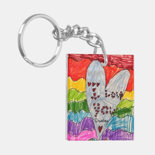 Aangepaste Kinderen Kunst en Foto Keepsake Gift Sleutelhanger (Voorkant Links)
