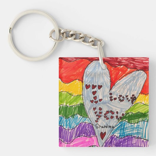 Aangepaste Kinderen Kunst en Foto Keepsake Gift Sleutelhanger (Voorkant)