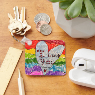 Aangepaste Kinderen Kunst en Foto Keepsake Gift Sleutelhanger