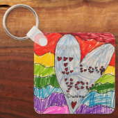 Aangepaste Kinderen Kunst en Foto Keepsake Gift Sleutelhanger (Voorkant)