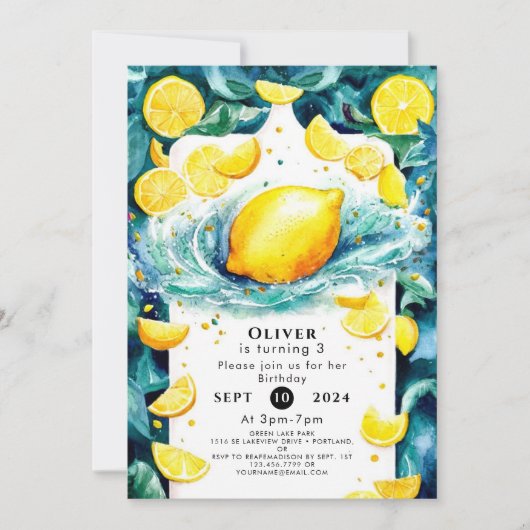 Aangepaste Kinderen Lemon Verjaardag Kaart (Voorkant)