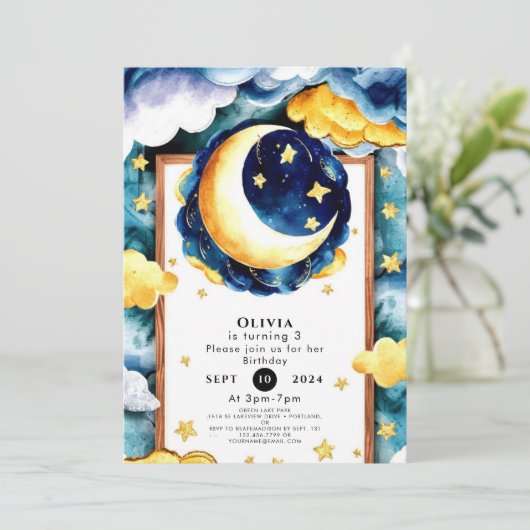 Aangepaste Kinderen Maan Verjaardag Kaart (Staand voorkant)