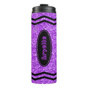 Aangepaste Kinderen Naam Paars Glitter Crayon Tumb Thermosbeker
