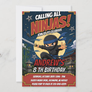Aangepaste Kinderen Ninja Verjaardag Warrior  Kaart