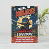Aangepaste Kinderen Ninja Verjaardag Warrior  Kaart (Staand voorkant)