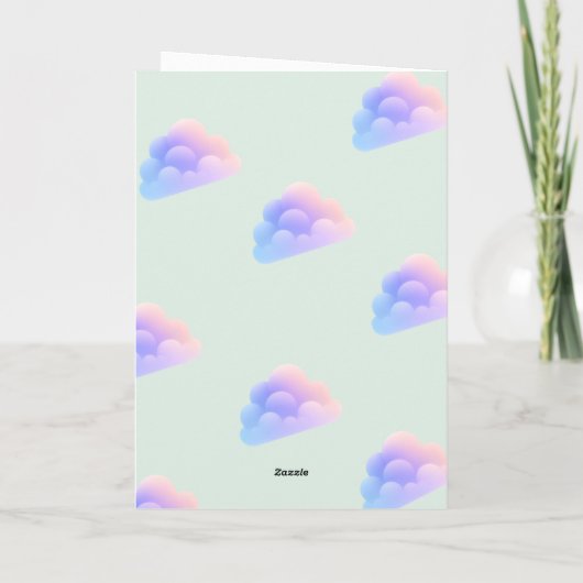 Aangepaste kinderfeestuitnodiging met wolken en ba (Achterkant)