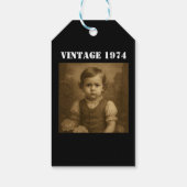 Aangepaste kinderfoto & jaar vintage gepersonalise cadeaulabel (Achterkant)