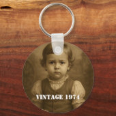 Aangepaste kinderfoto & jaar vintage gepersonalise sleutelhanger (Voorkant)