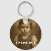 Aangepaste kinderfoto & jaar vintage gepersonalise sleutelhanger (Achterkant)