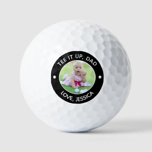 Aangepaste kinderfoto T-shirt It Up Dad Black Golfballen (Voorkant)