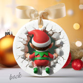Aangepaste kindergezichtsfoto Grappige Kerstman El Keramisch Ornament