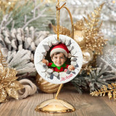 Aangepaste kindergezichtsfoto Grappige Kerstman El Keramisch Ornament