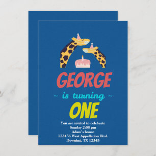 Aangepaste kindermaskers Giraffes Cartoon uitnodig Kaart