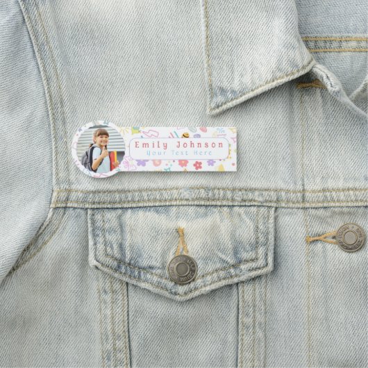 Aangepaste kindernaam & foto kleurrijk naamplaatje (In situ)
