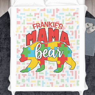 Aangepaste kindernaam Mama Beer Autism Awareness M Fleece Deken