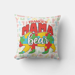 Aangepaste kindernaam Mama Beer Autism Awareness M Kussen