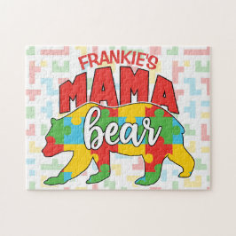 Aangepaste kindernaam Mama Beer Autism Awareness M Legpuzzel