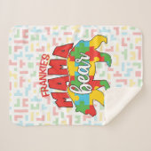 Aangepaste kindernaam Mama Beer Autism Awareness M Sherpa Deken (Voorkant (horizontaal))