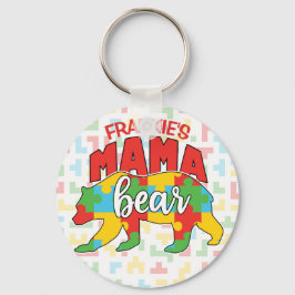 Aangepaste kindernaam Mama Beer Autism Awareness M Sleutelhanger