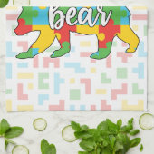 Aangepaste kindernaam Mama Beer Autism Awareness M Theedoek (Gevouwen)