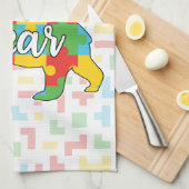 Aangepaste kindernaam Mama Beer Autism Awareness M Theedoek (Quarter Fold)