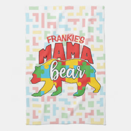 Aangepaste kindernaam Mama Beer Autism Awareness M Theedoek
