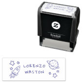 Aangepaste kindernaam met handgetekende ruimte-ele  zelfinktende stempel (In situ)