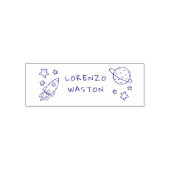 Aangepaste kindernaam met handgetekende ruimte-ele  zelfinktende stempel (Design)