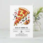 Aangepaste kinderpizza verjaardag kaart (Staand voorkant)